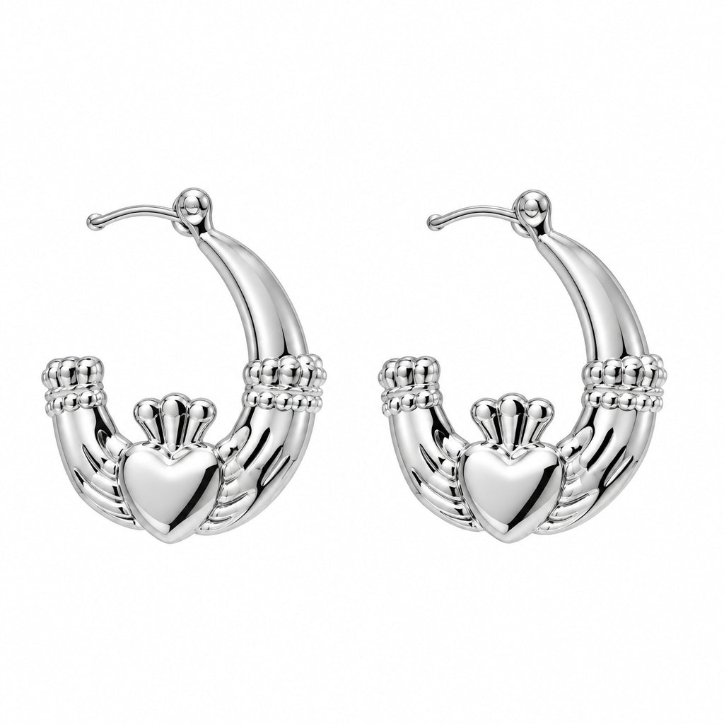 Silverplated Claddagh Earrings with safety Clasp