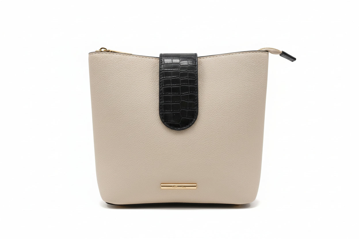Hampton Poppy Medium Bucket Bag White
