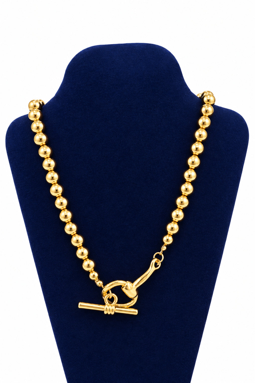 Goldplated T Bar Close embedded Necklace