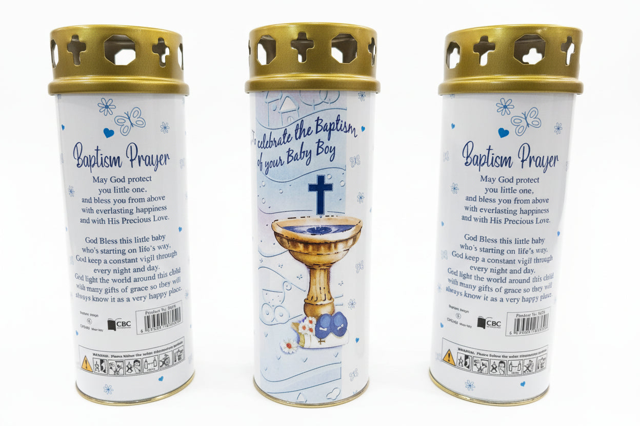 Baby boy christening candle