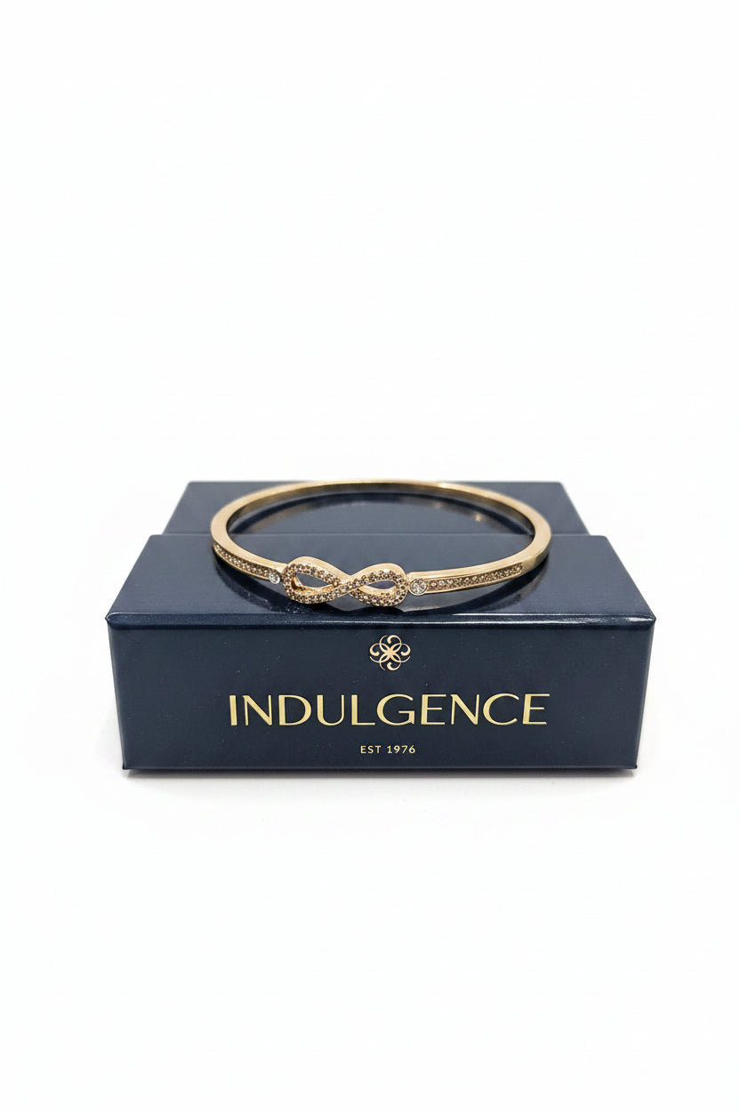 Goldplated Infinity Bangle with Clear Stones