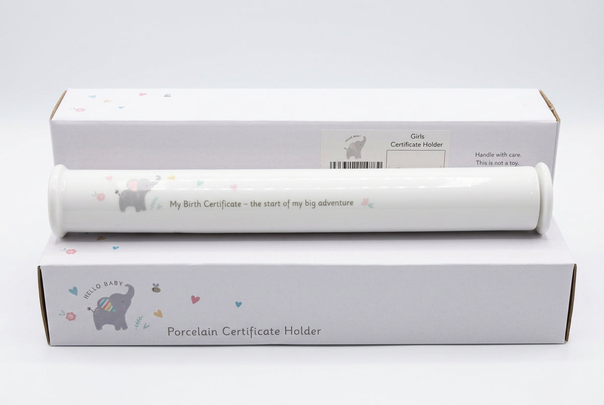 Hello baby ceramic girls birth holder