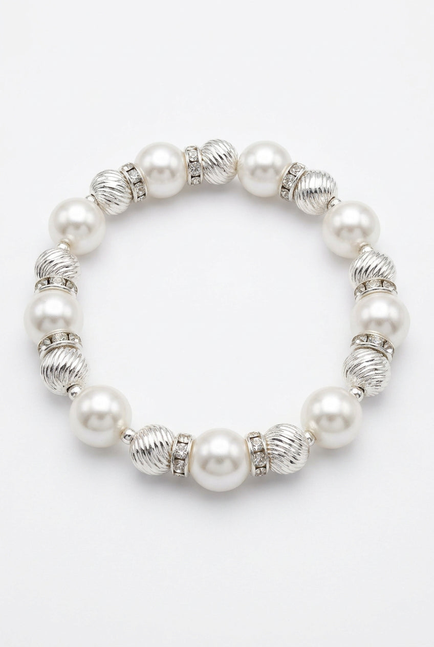 Silverplated Stretch Bracelet with Pearls