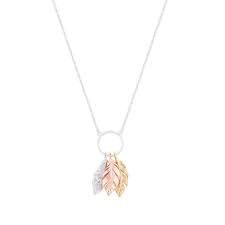 Tipperary 3 Tone Feather & Circle Pendant