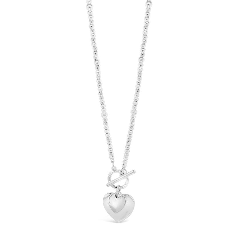 Absolute Silverplated Heart & T Bar Necklace