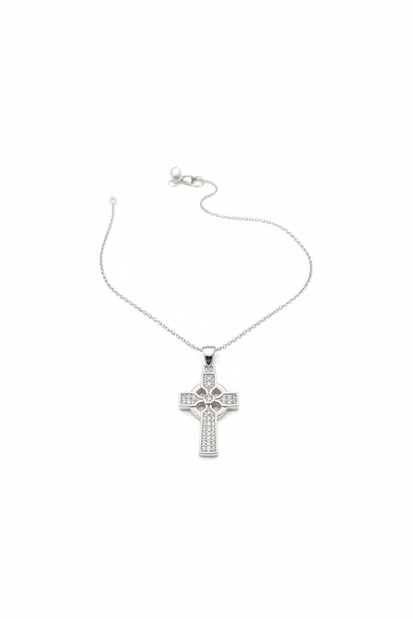 Sterling Silver & CZ Cross Pendant