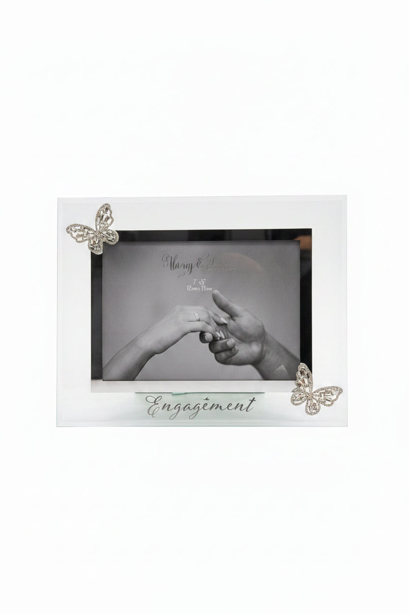 Always and Forever Glass Frame 3D Butterfly Engagement
