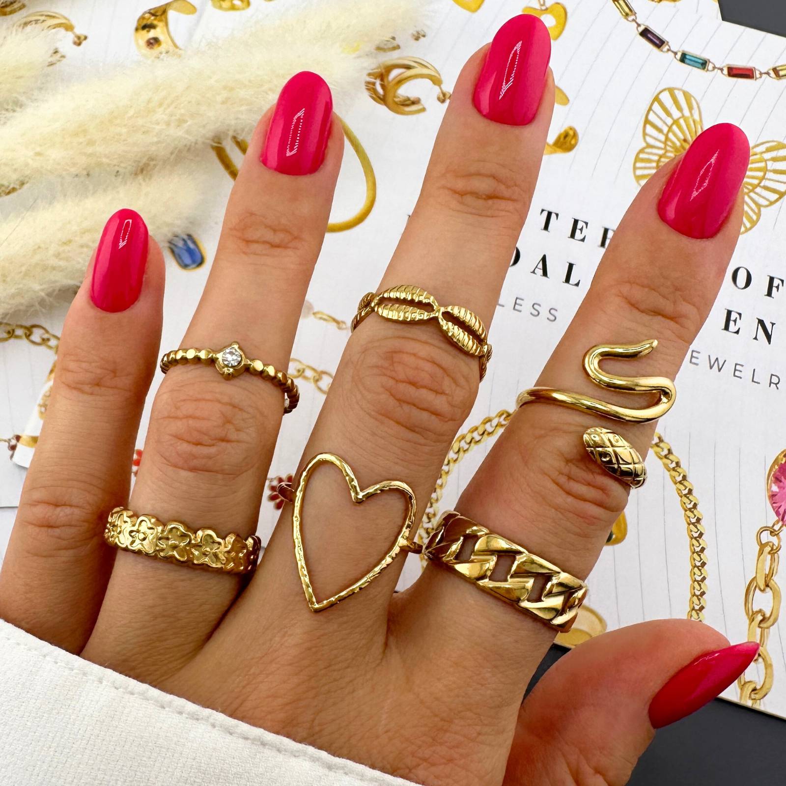 Heart Ring, 18K Gold Plated Steel