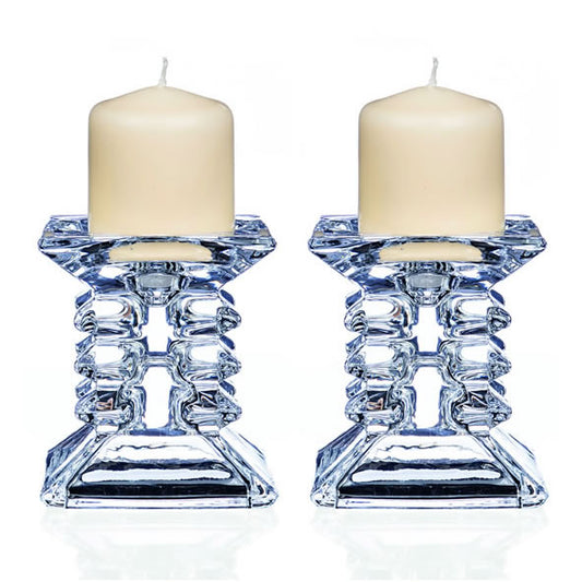 Ziggy pillar candleholder 8.5cm, pair (fabric lined)