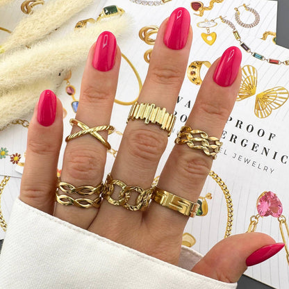 Ring, 18K Gold Plated Steel