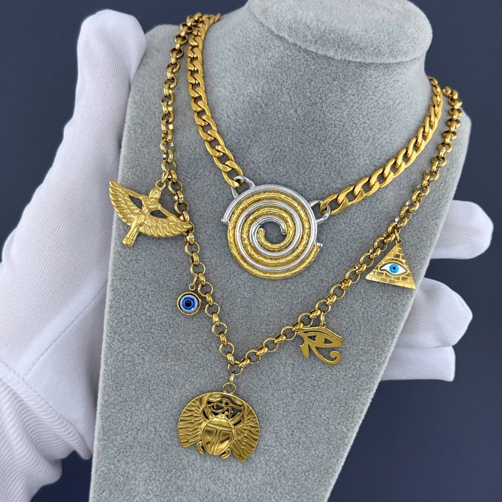 Necklace, 18K Gold Plated Steel