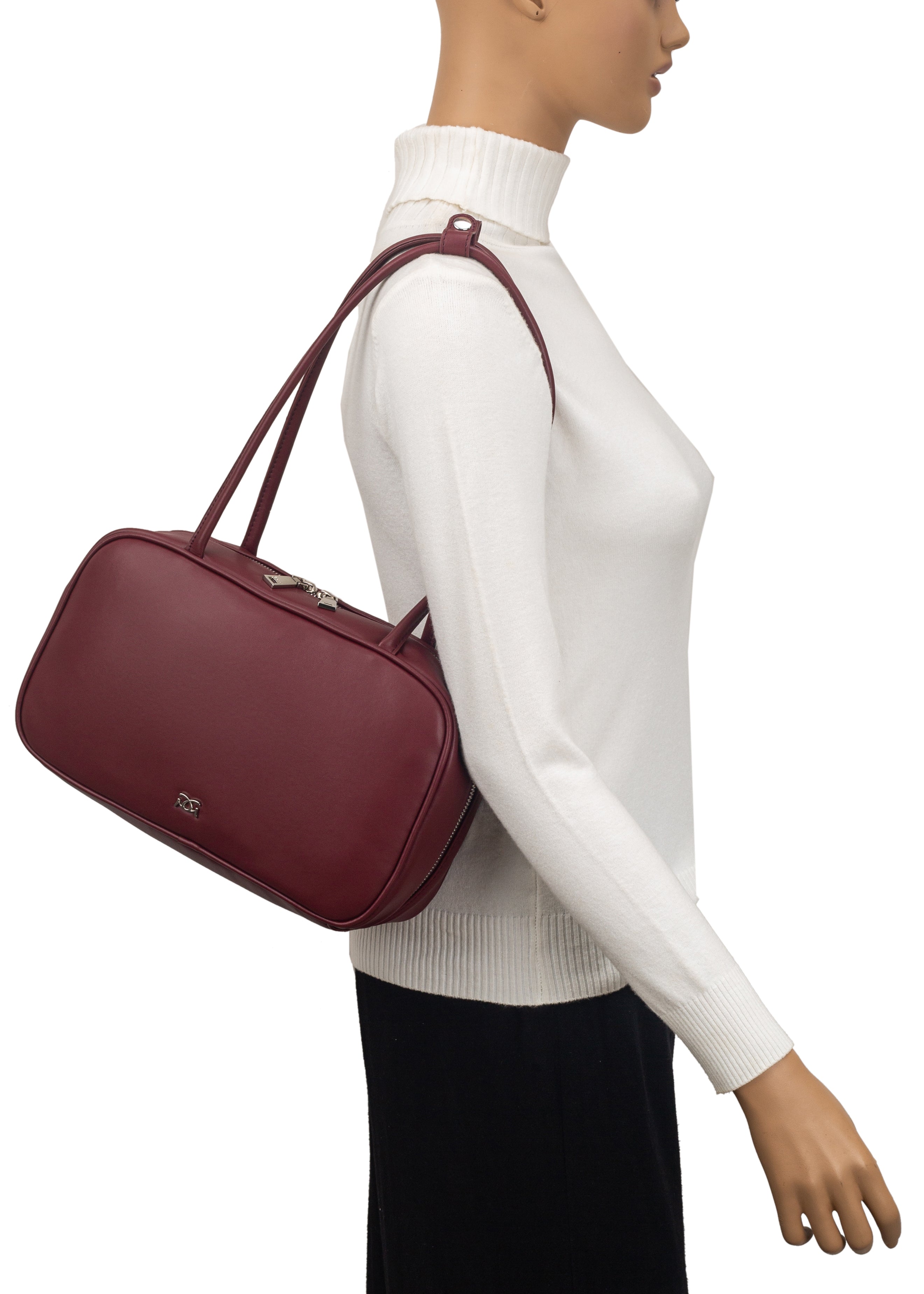 Amelie Bowling Bag Black/Tan/Cherry Red
