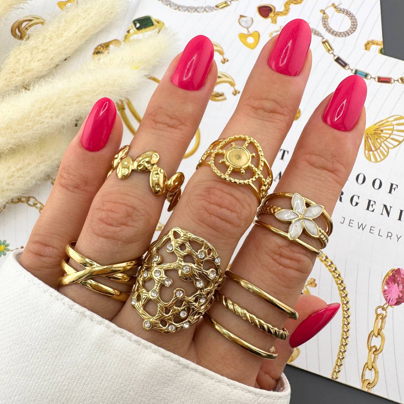 Ring, 18K Gold Plated Steel