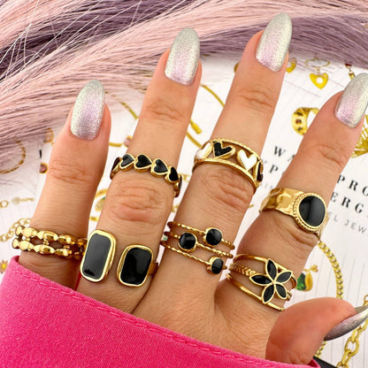 Hearts Ring, 18K Gold Plated Steel