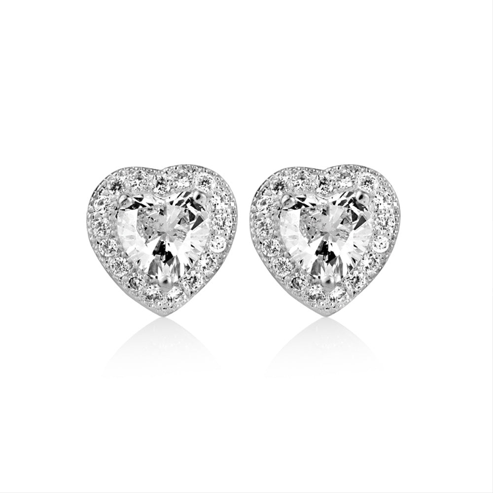 Clear stone heart earrings