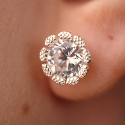 Flower Earrings Clear Stones