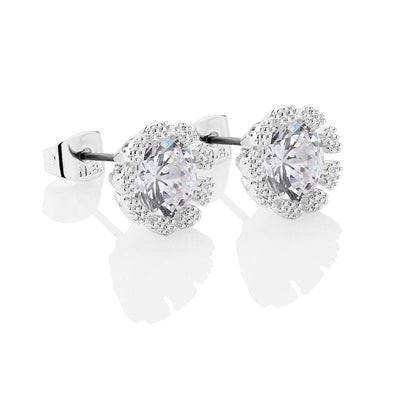 Newbridge Flower Earrings Clear Stone