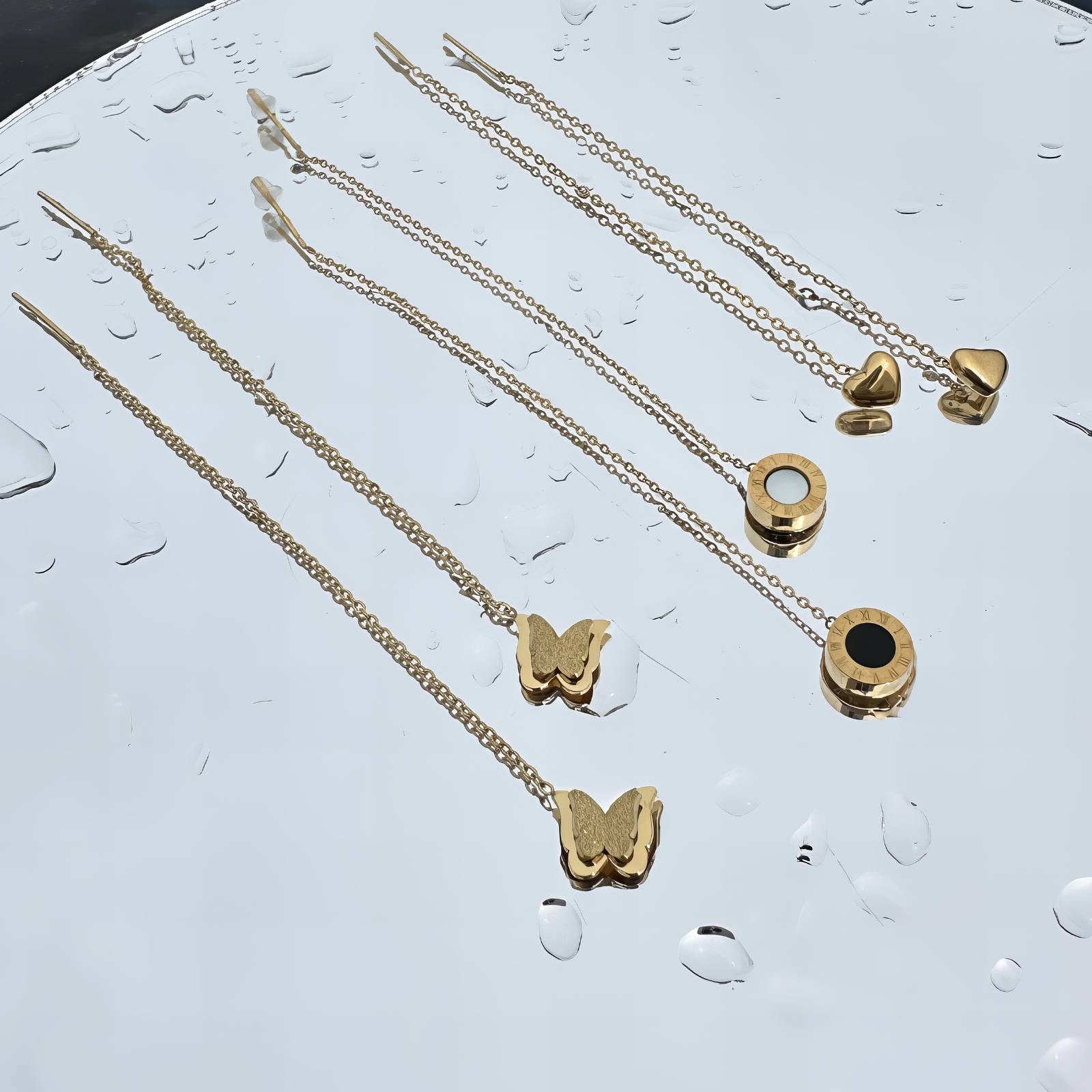 L.Style Butterfly Drop Earrings 18K Gold Plated Steel