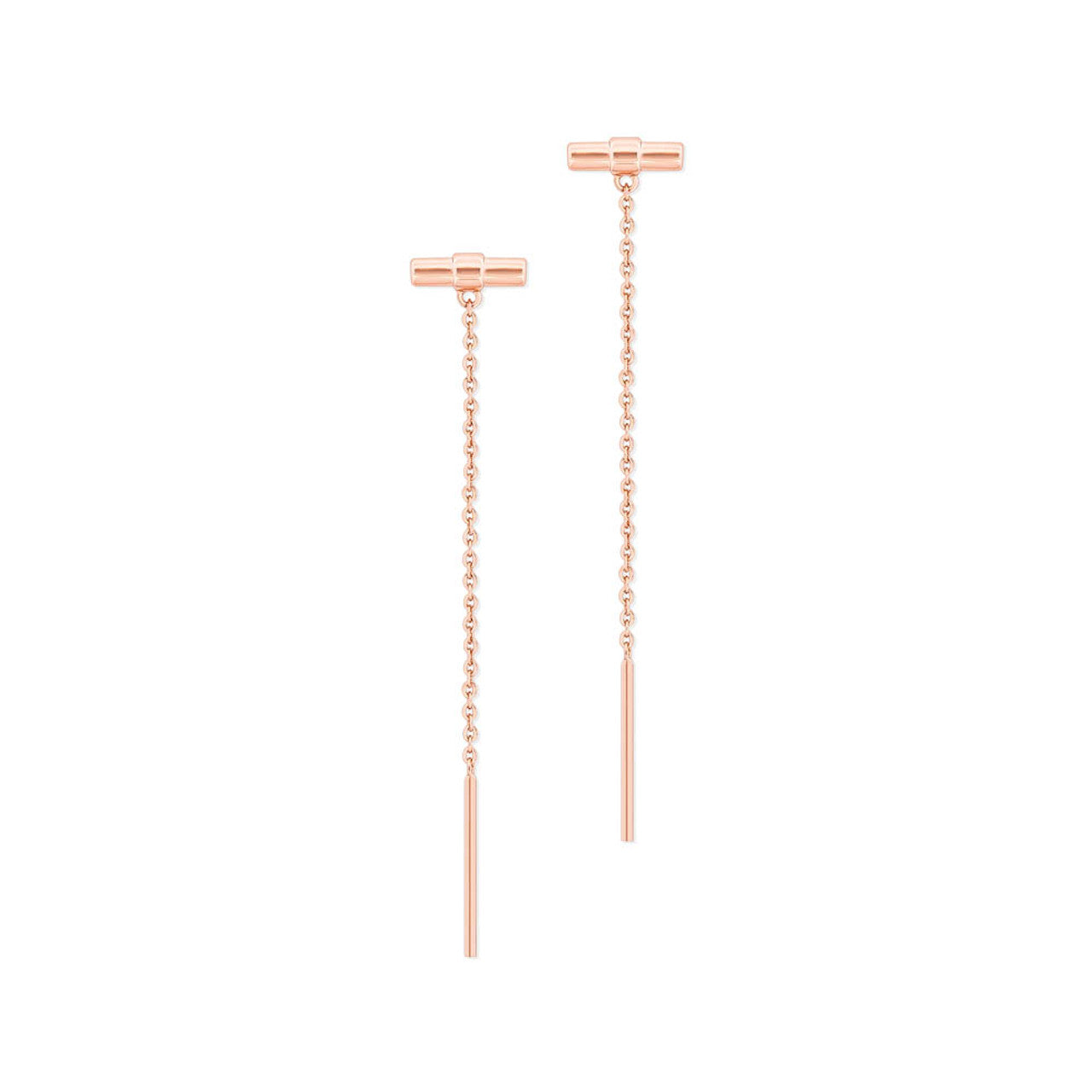 T-BAR-CHAIN EARRINGS ROSE GOLD