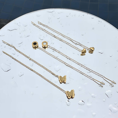 L.Style Butterfly Drop Earrings 18K Gold Plated Steel