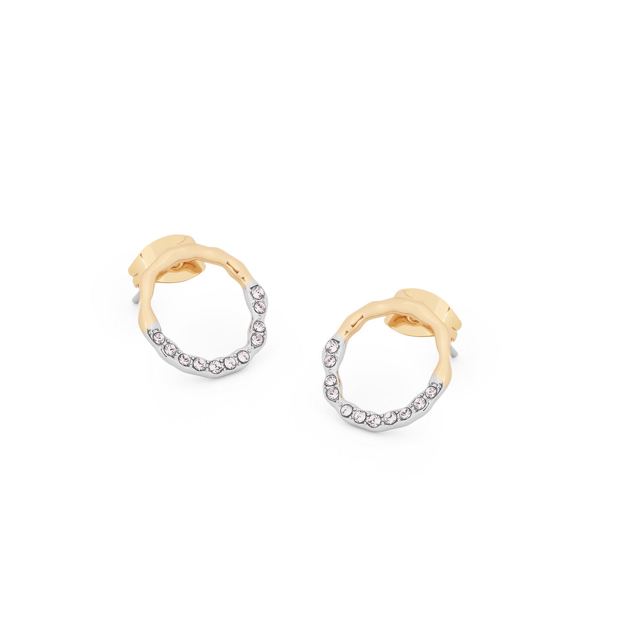 Circle Pave And Gold Earrings