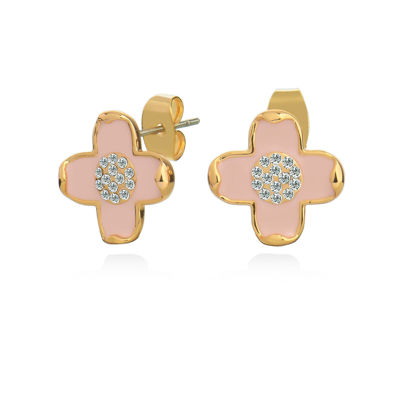 Tipperary Fleur Collection Pink Earrings Gold