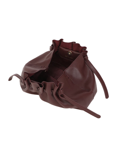 Ivy East/West Pleated Shoulder Bag Burgundy
