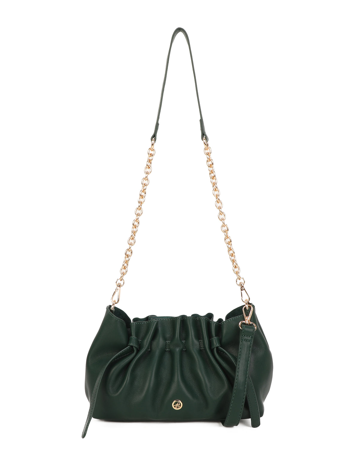 Ivy East/West Pleated Shoulder Bag Green