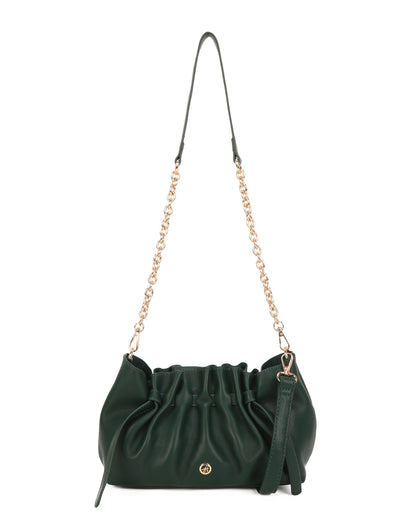 Ivy East/West Pleated Shoulder Bag Green