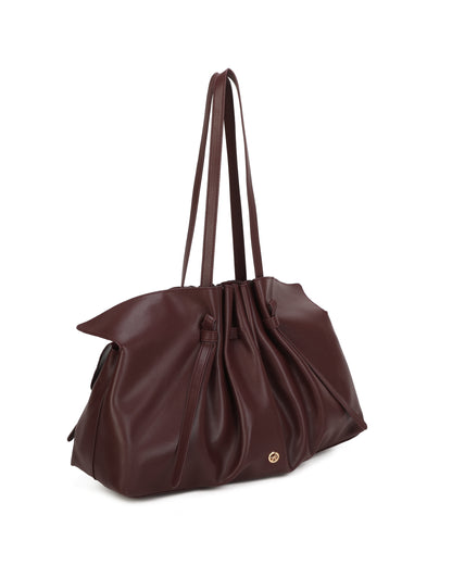 Ivy East/West  Pleated Shopper Bag Burgundy