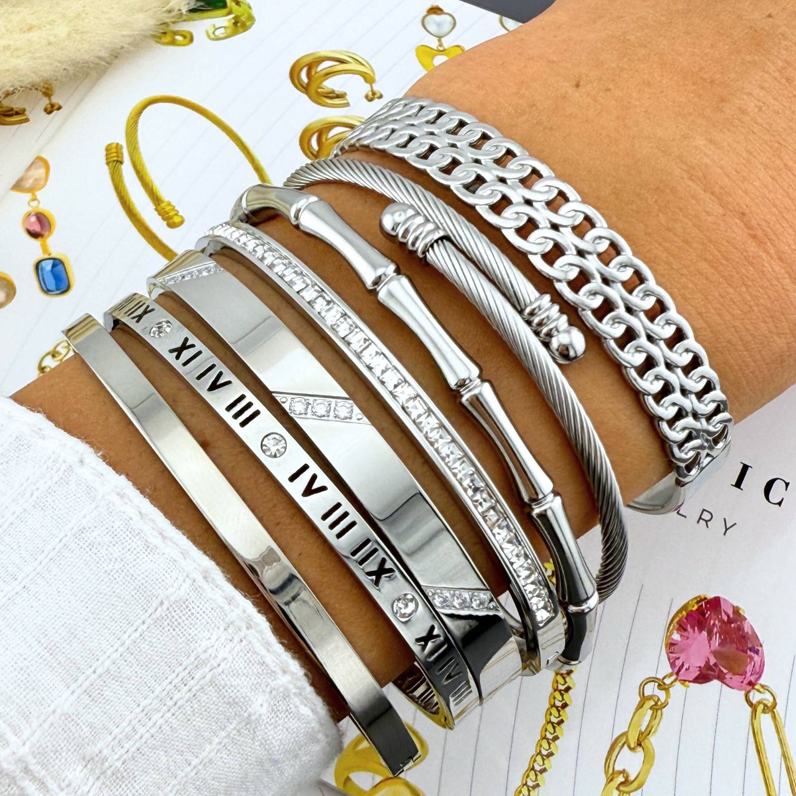 L. Style Roman Numeral Bracelet, Stainless Steel