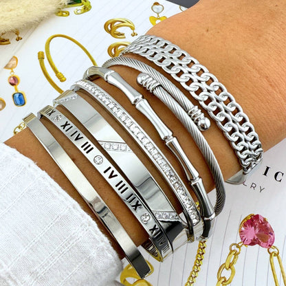 L. Style Roman Numeral Bracelet, Stainless Steel
