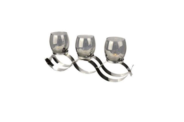 Smoke greywave tealight  holder 47 cm