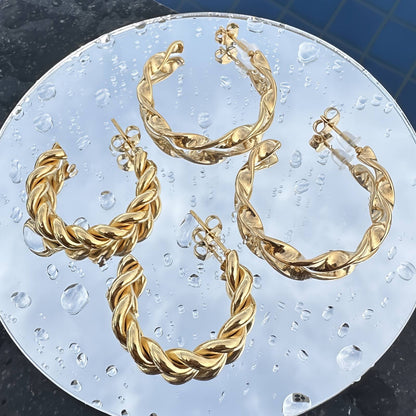 Earrings, 18K Gold Plated Steel