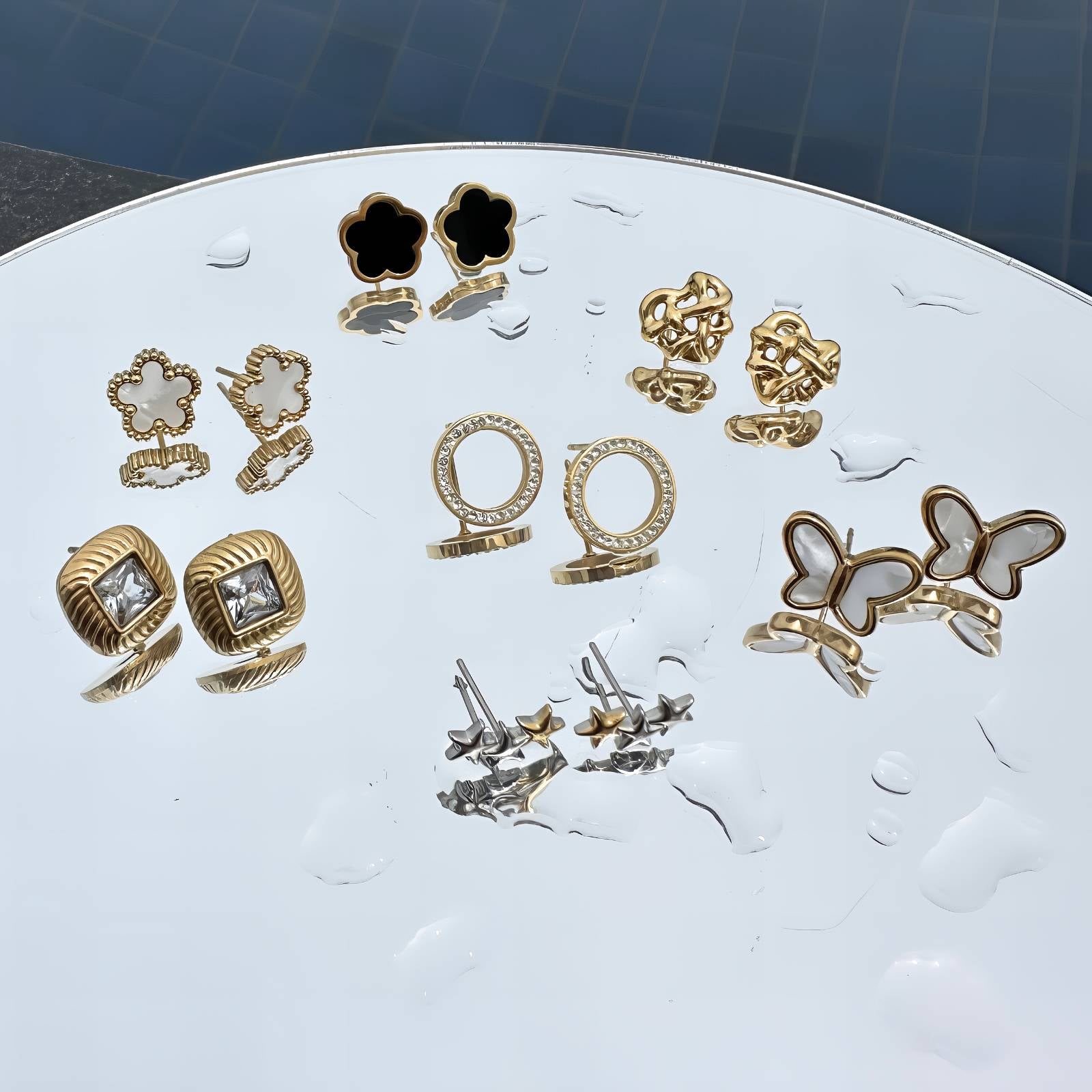 L. Style Fleur Earrings 18K Gold Plated Steel