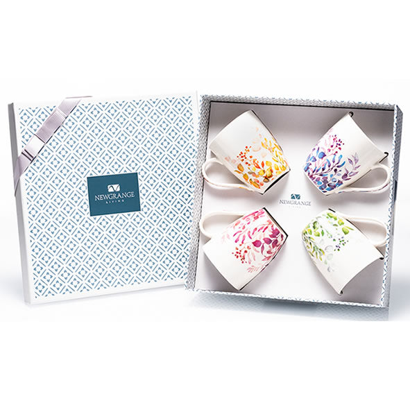 Floral Bone China Mugs set 4