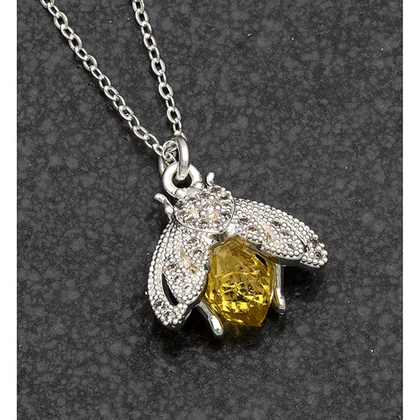 Honey Bee Detailed Silver Plated Bee Necklace