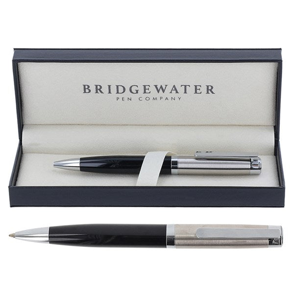 Bridgewater Salisbury Two Tone Black & Brushed Chrome Ball Pen