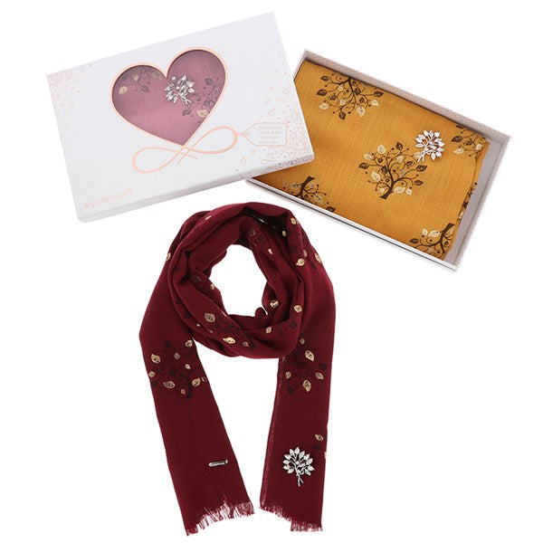 Modern Tree of Life Scarf & Brooch Set