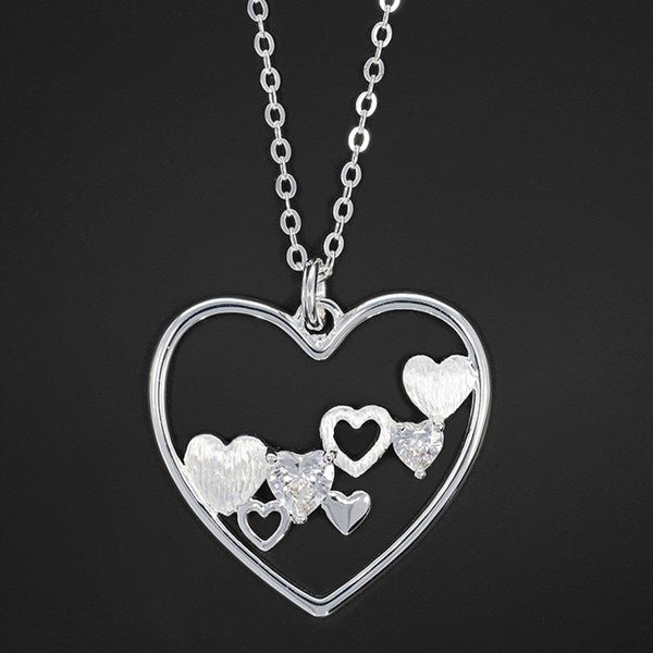 Silver Ice Silver Plated Many Hearts Necklace