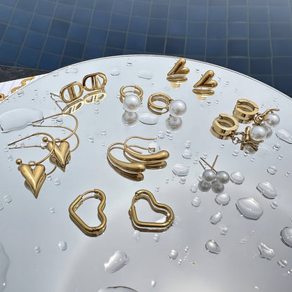 Earrings, 18K Gold Plated Steel