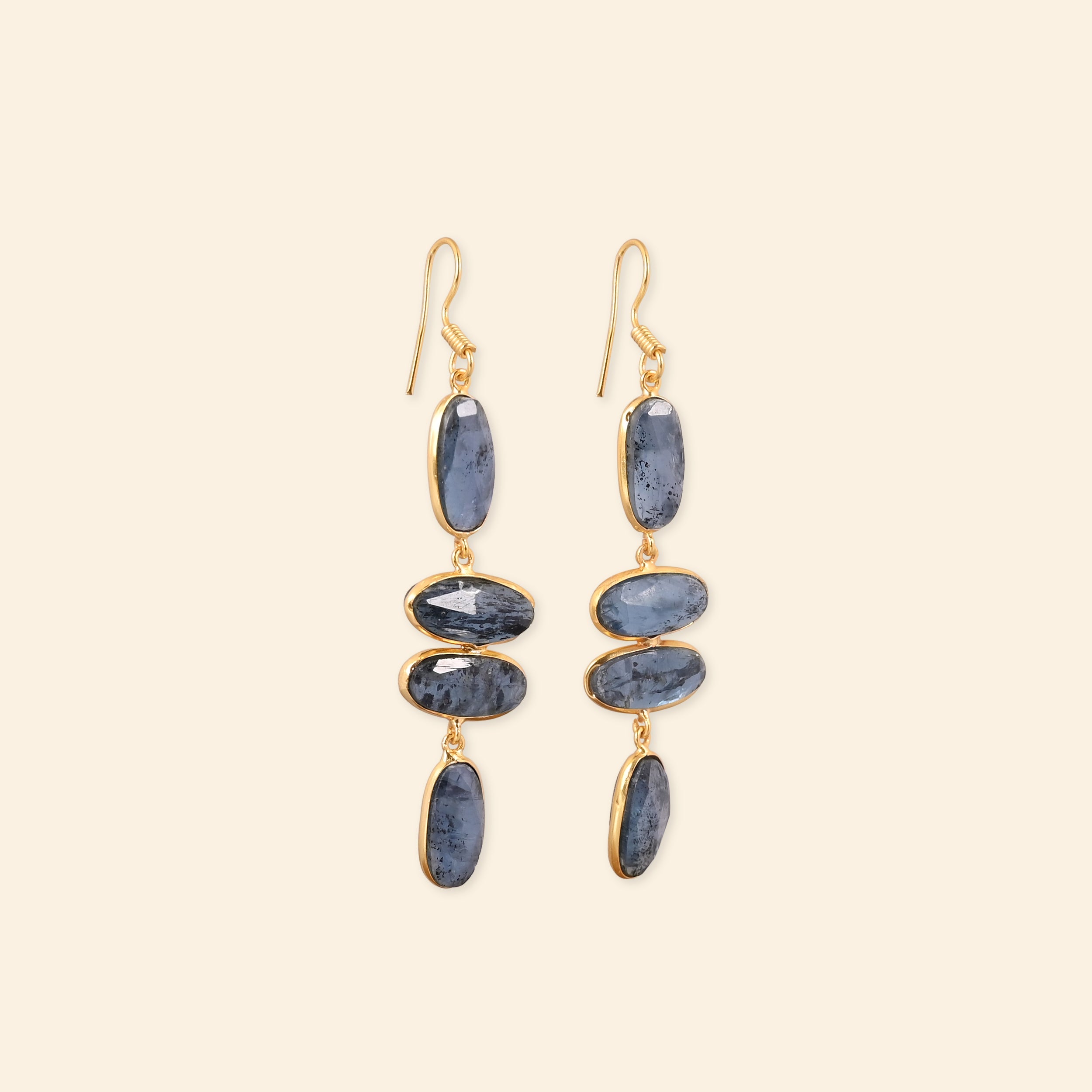 Moss Kyanite Gold Plated Earrings