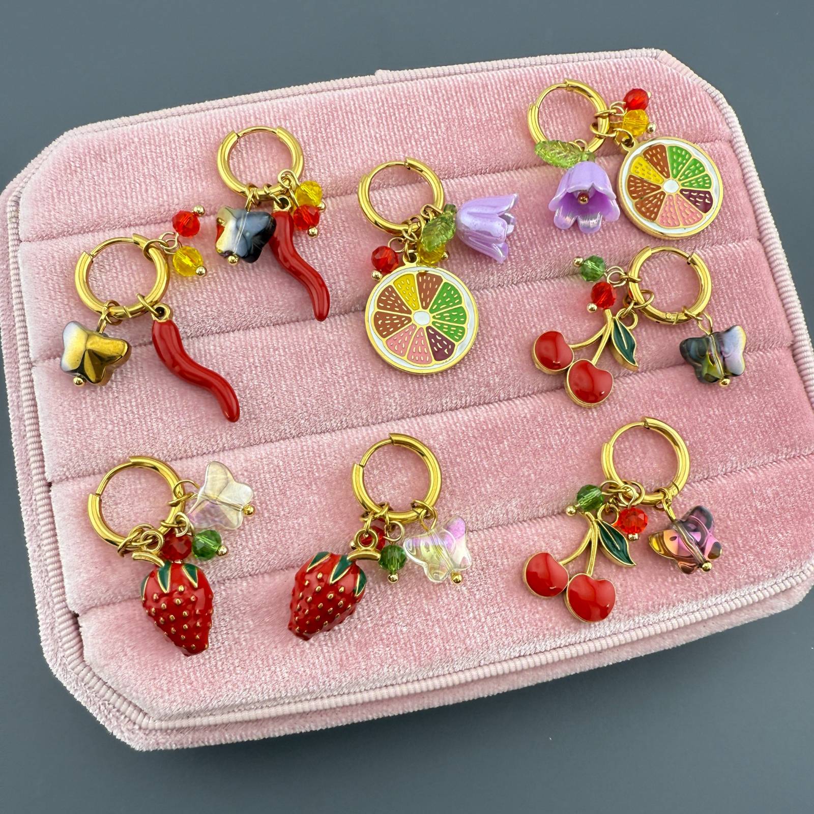 Earrings, 18K Gold Plated Steel