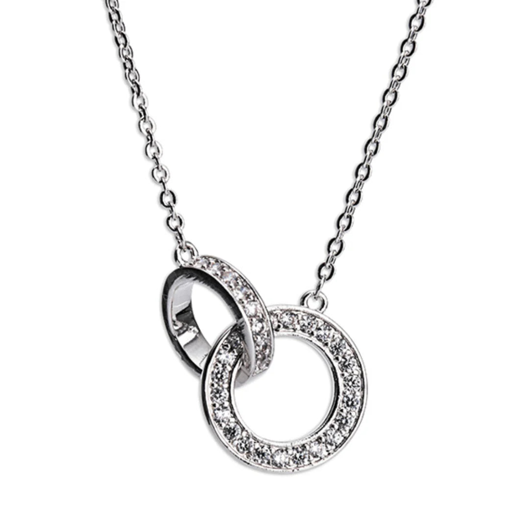 Newgrange Silver interlocking diamanté Necklace