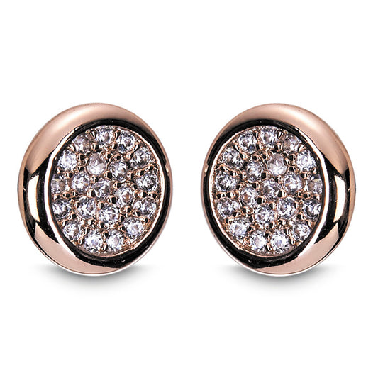 Rose Gold Diamante Round Earrings