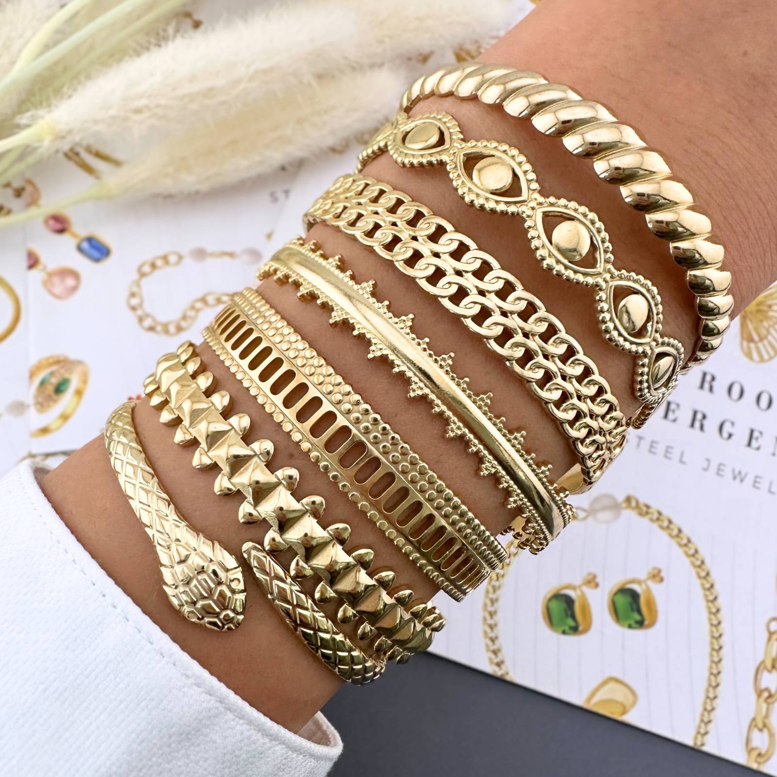 Snake Bracelet, 18K Gold Plated Steel