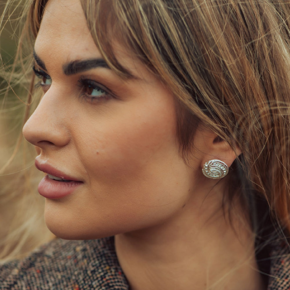 Newbridge Twist Earrings with Clear Stones