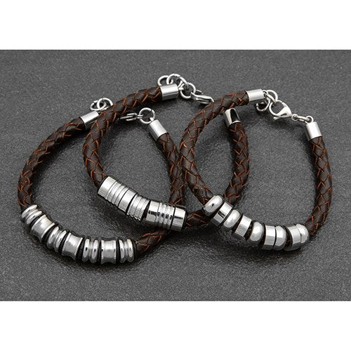 EQ FOR MEN Brown Leather braclet