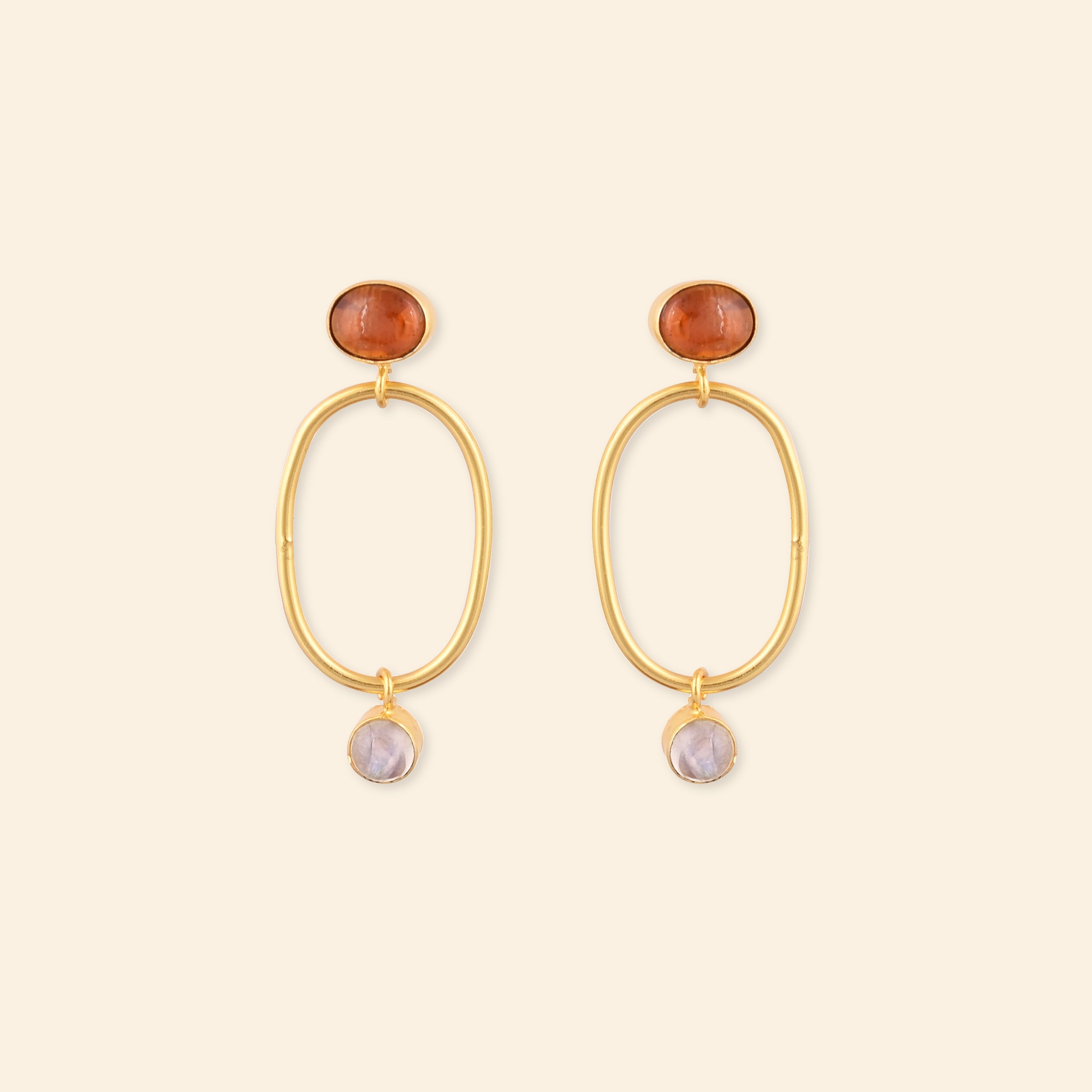Orange Kyanite & Rainbow  Moonstone Earrings