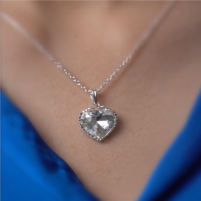 CLEAR STONE HEART PENDANT